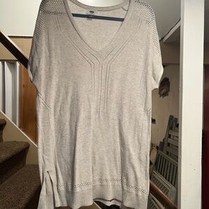 Beige V-Neck Knit Sweater